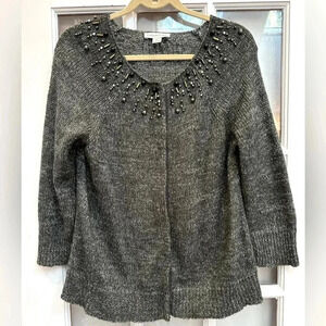 Coldwater Creek Angora Mohair Blend Cardigan Sweater Beaded Size Large 14 / 16